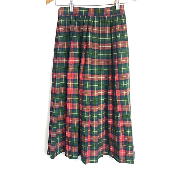 H2O 4 green red plaid wool high waist skirt lined - Picture 2 of 6